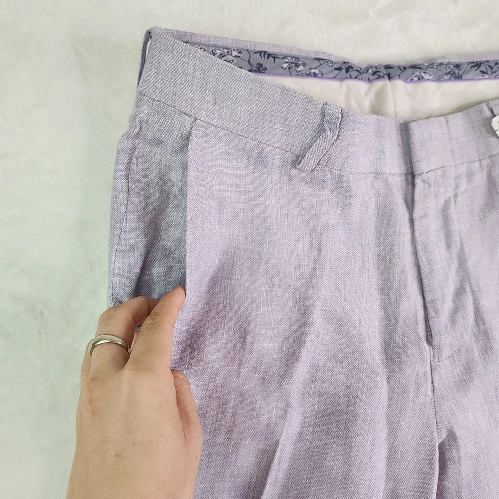 Baird McNutt Murano Alex Fit 100% Linen Pants Mens 30x32 Lavender Purple Trouser